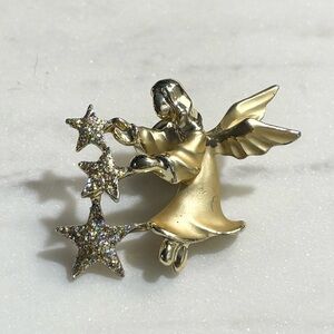 Vintage Signed Gigi Giusti 3 Star Angel Brooch